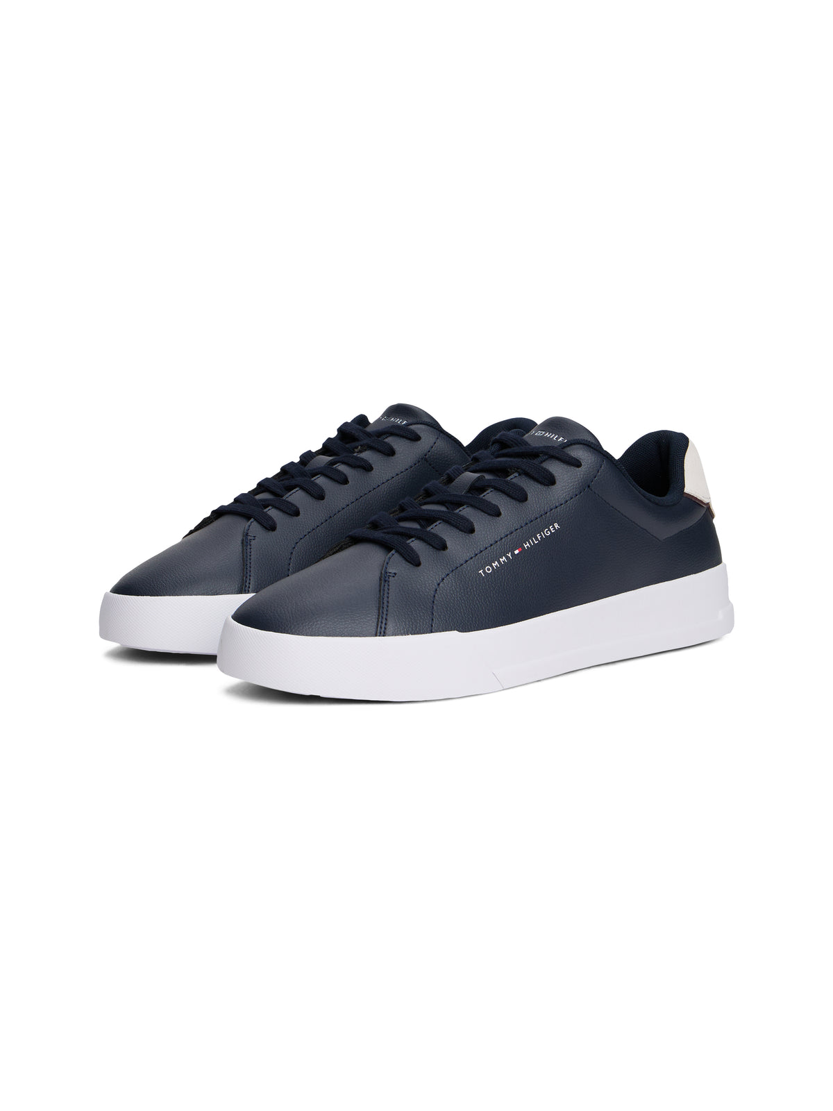 Logo Court Trainers With Leather Navy Blue