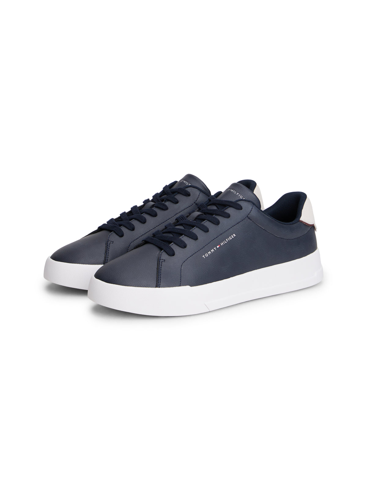 Logo Court Trainers With Leather Navy Blue