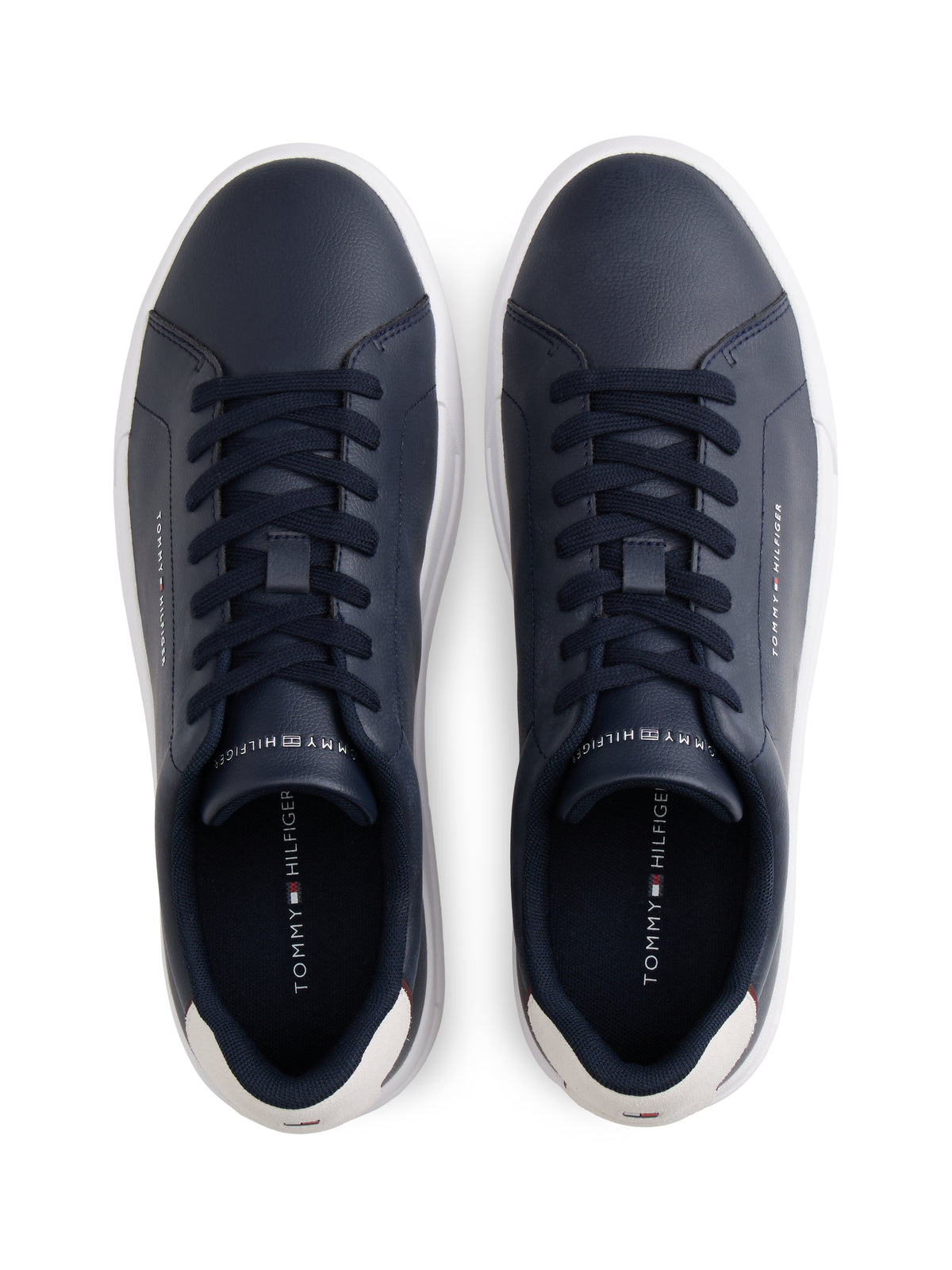 Logo Court Trainers With Leather Navy Blue