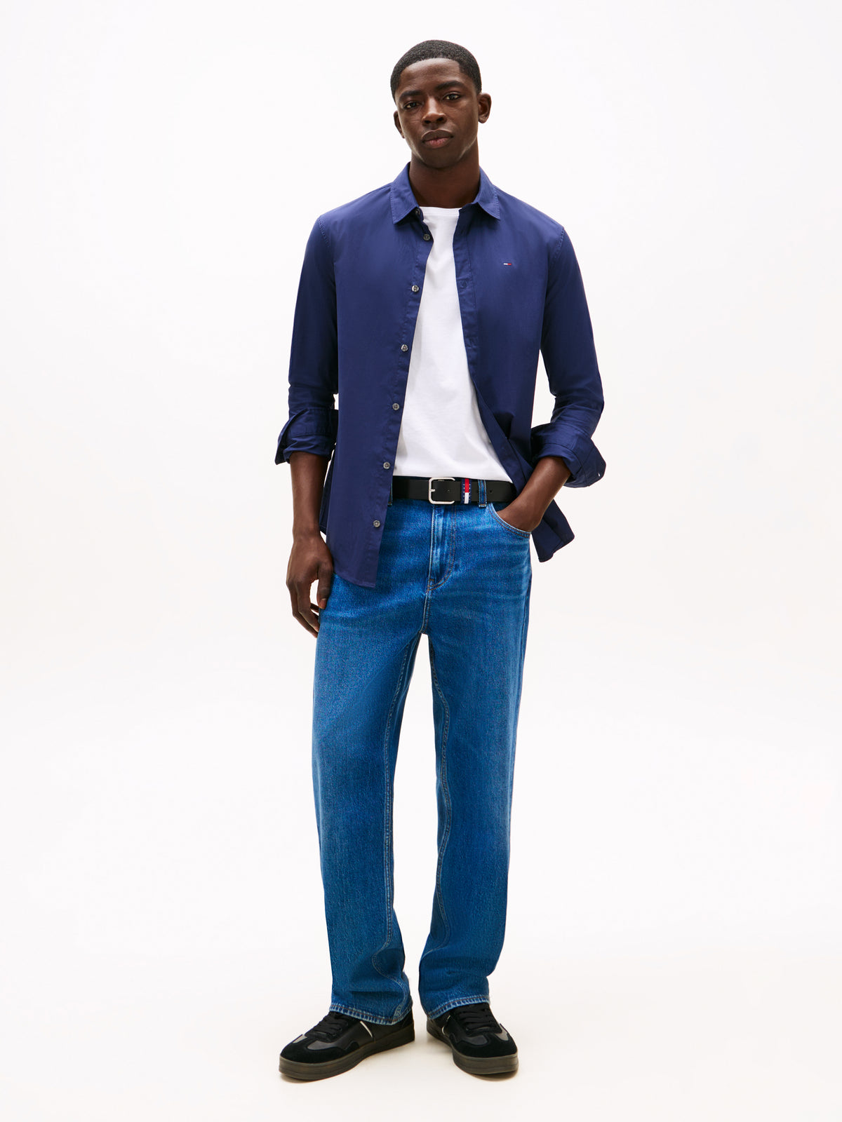 Slim Fit Poplin Shirt Black Iris (Blue)