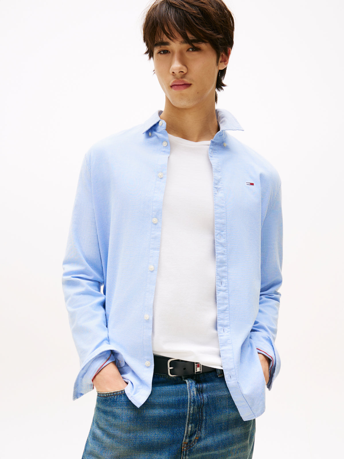 Tommy Jeans Stretch Oxford Cotton Slim Fit Shirt – Perfume Blue