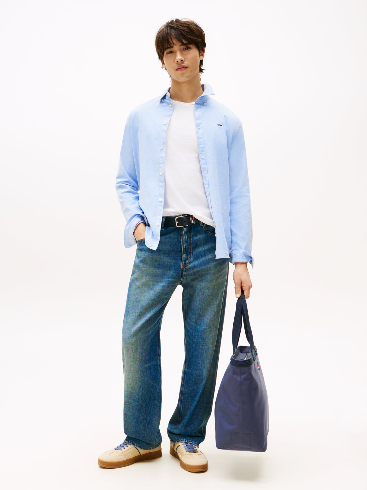 Tommy Jeans Stretch Oxford Cotton Slim Fit Shirt – Perfume Blue