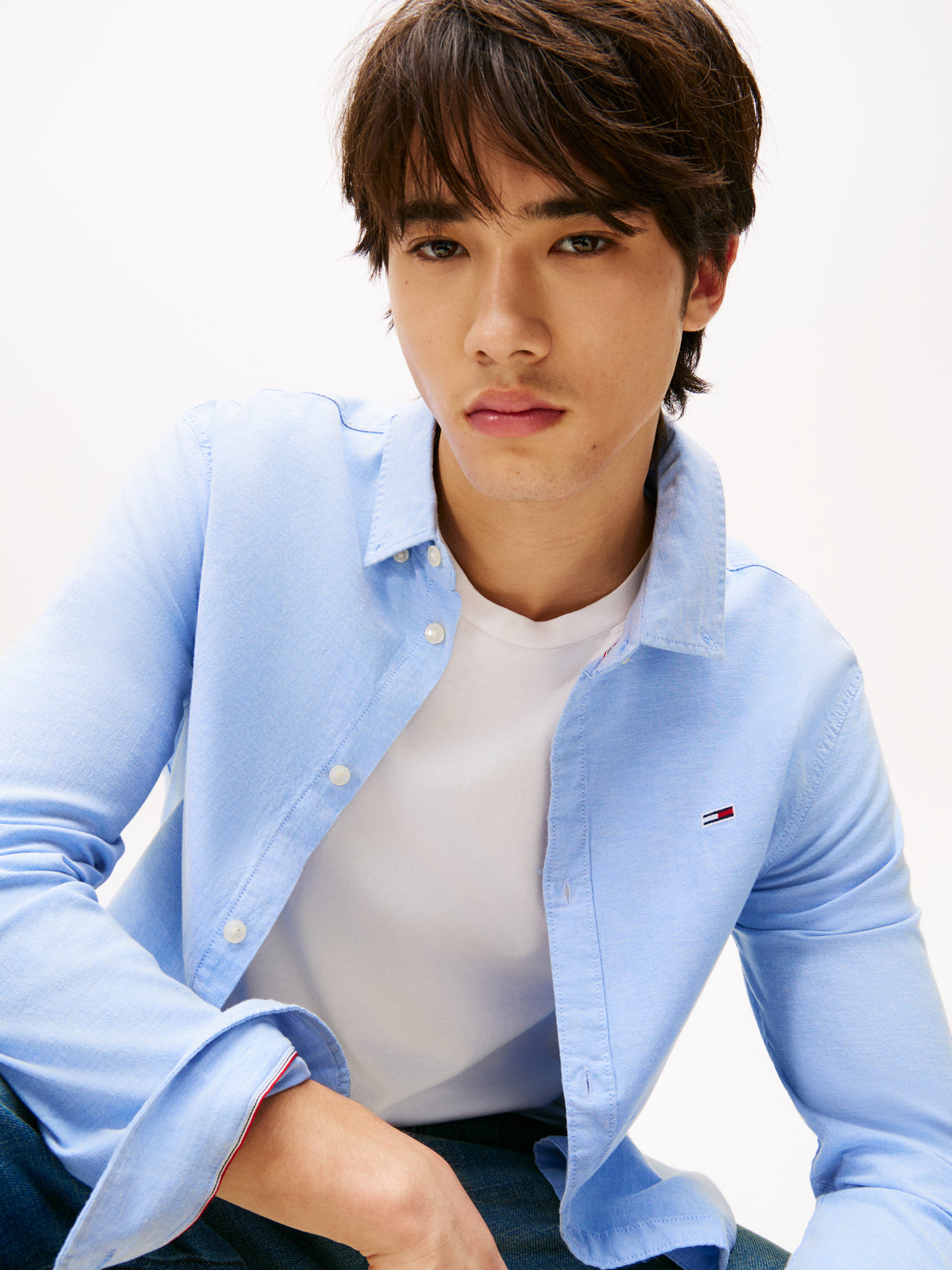 Tommy Jeans Stretch Oxford Cotton Slim Fit Shirt – Perfume Blue