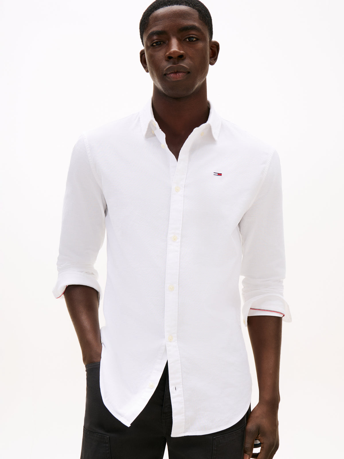 Stretch Oxford Cotton Slim Fit Shirt White