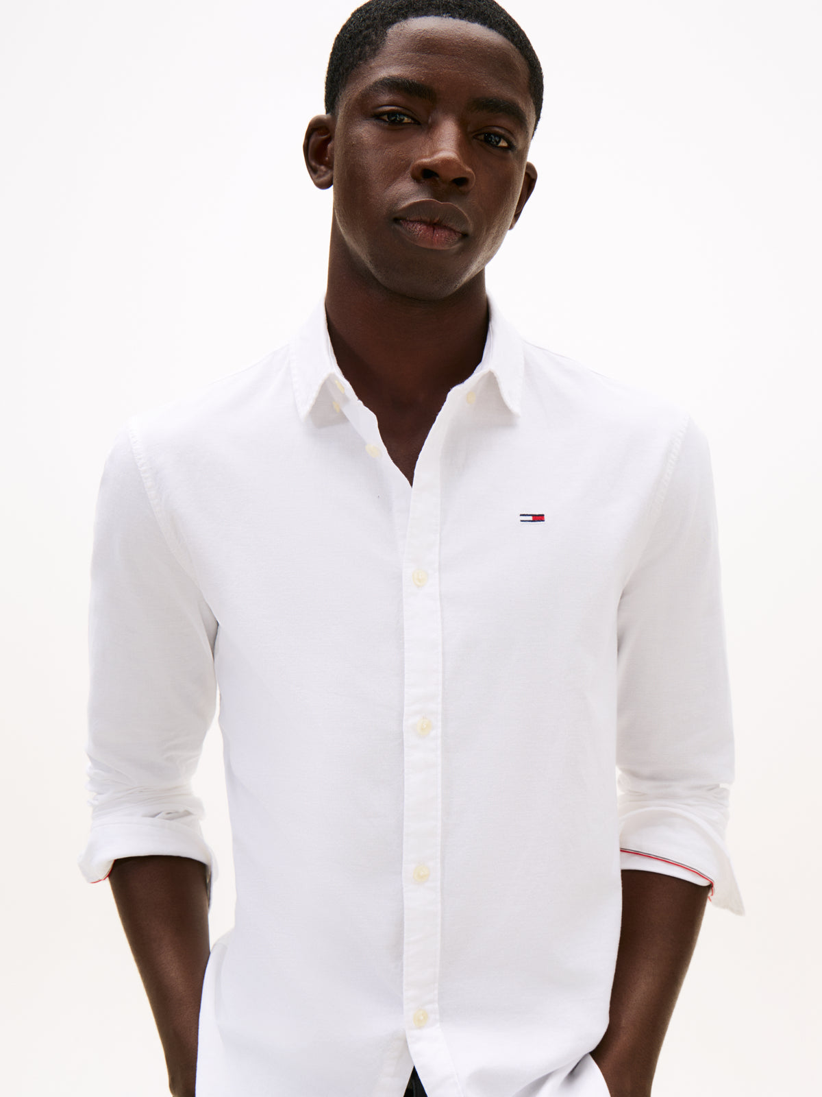 Stretch Oxford Cotton Slim Fit Shirt White
