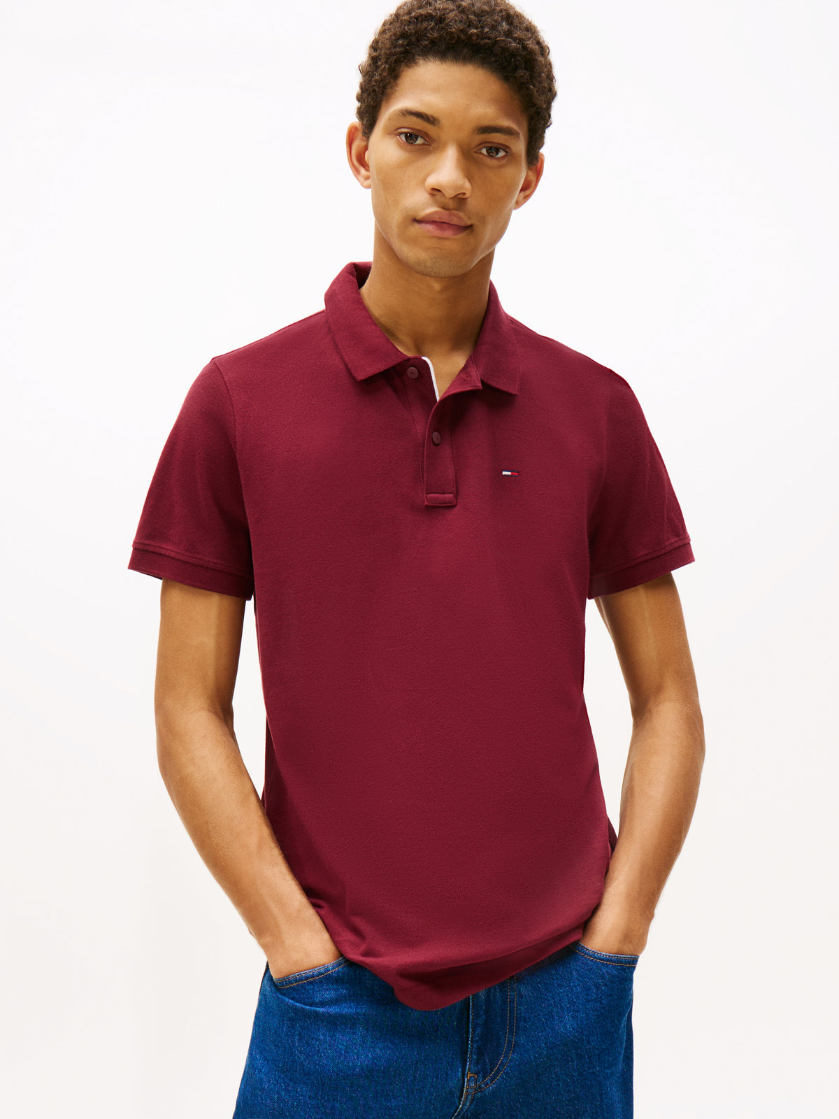 TJM Slim Placket Polo Red Wine