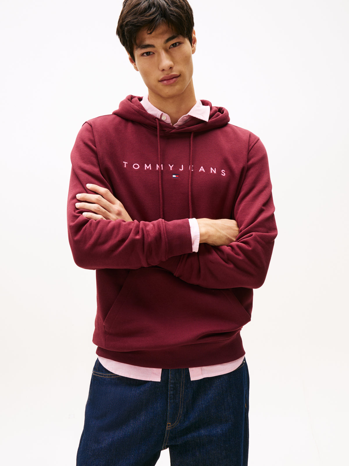 TJM Reg Linear Logo Hoodie Red Wine