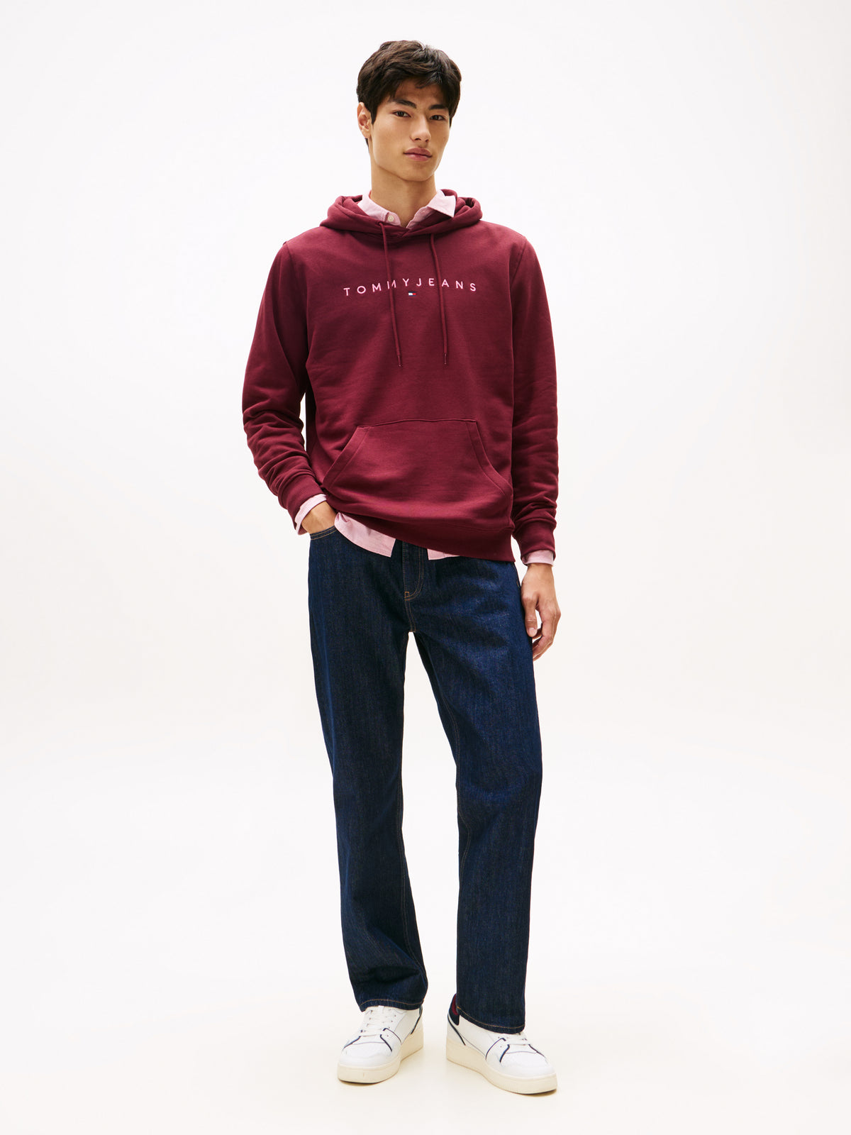 TJM Reg Linear Logo Hoodie Red Wine