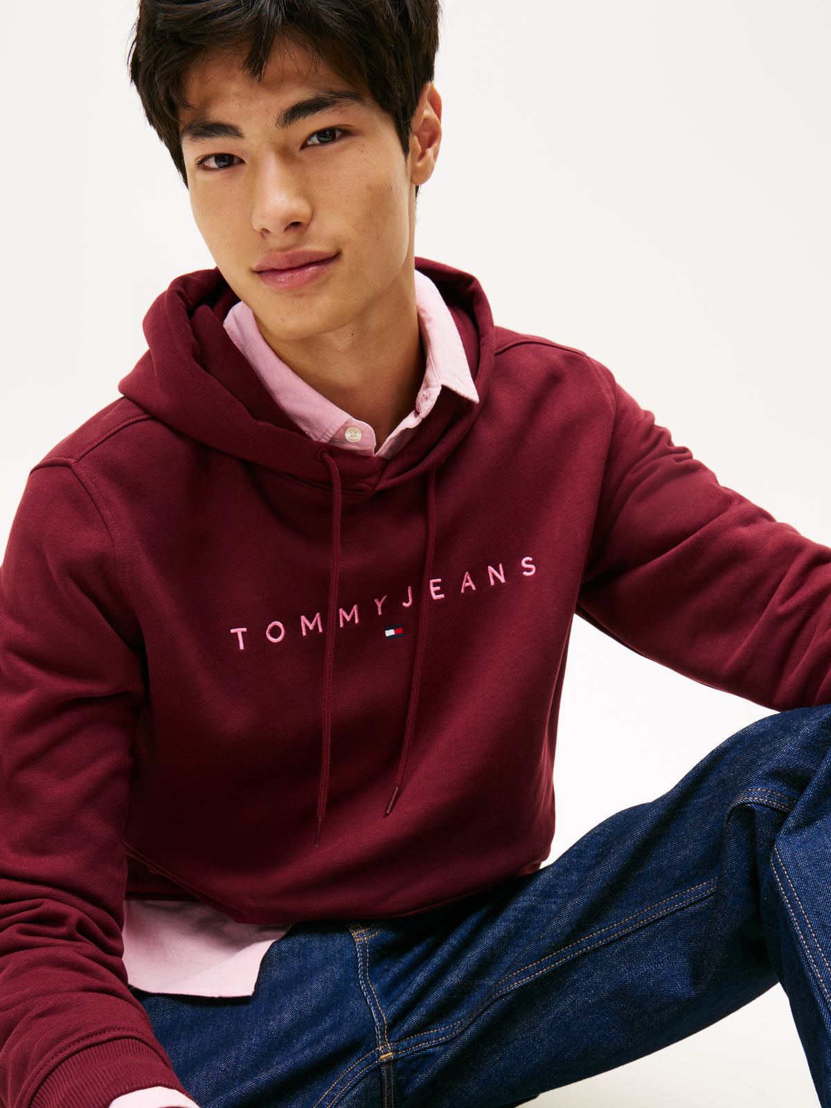 TJM Reg Linear Logo Hoodie Red Wine