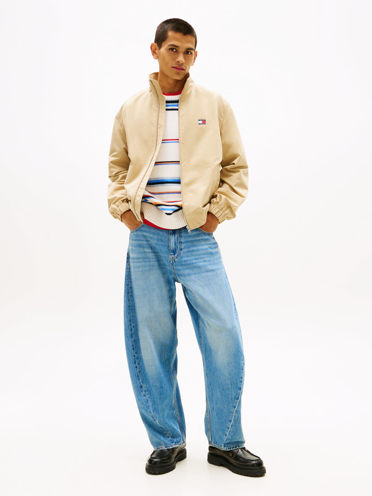 Tommy Jeans Collar Logo Water Repellent Zip-Thru Jacket – Beige