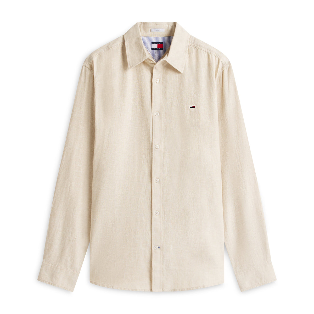 Tommy Jeans Regular Fit Linen Blend Shirt – Beige