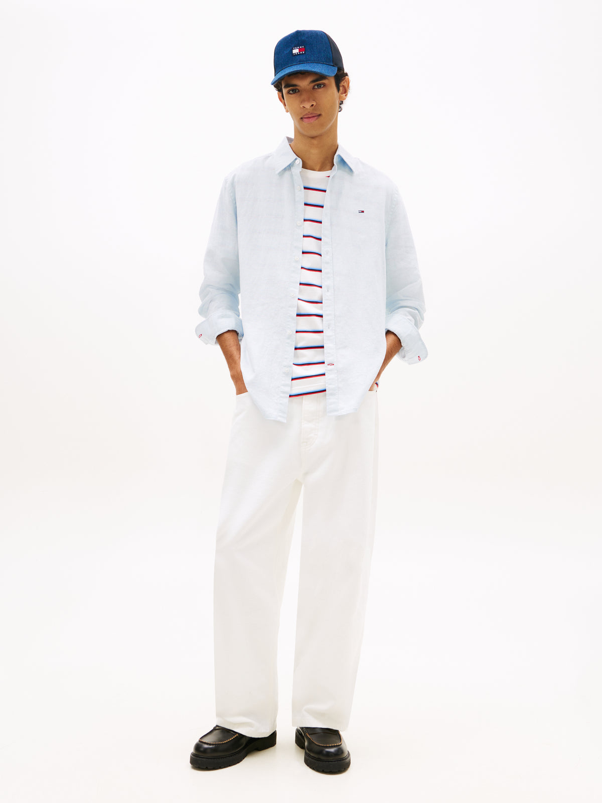Tommy Jeans Regular Fit Linen Blend Shirt – Light Blue