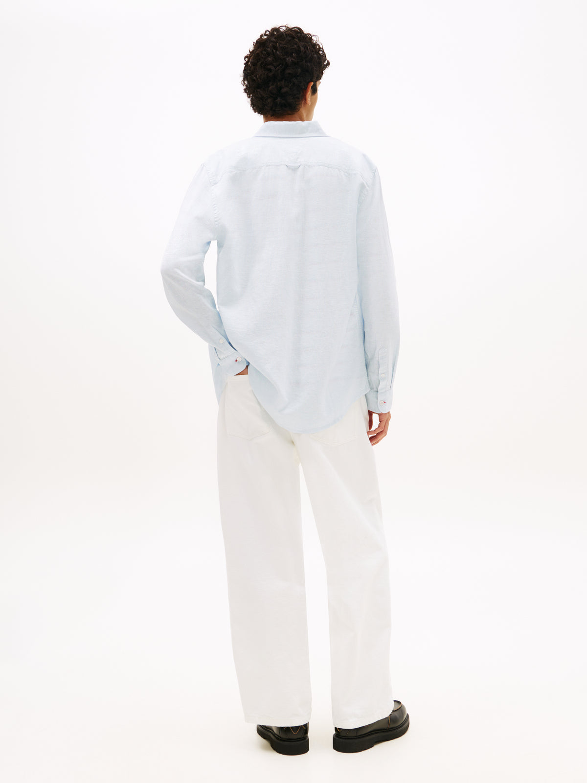 Tommy Jeans Regular Fit Linen Blend Shirt – Light Blue