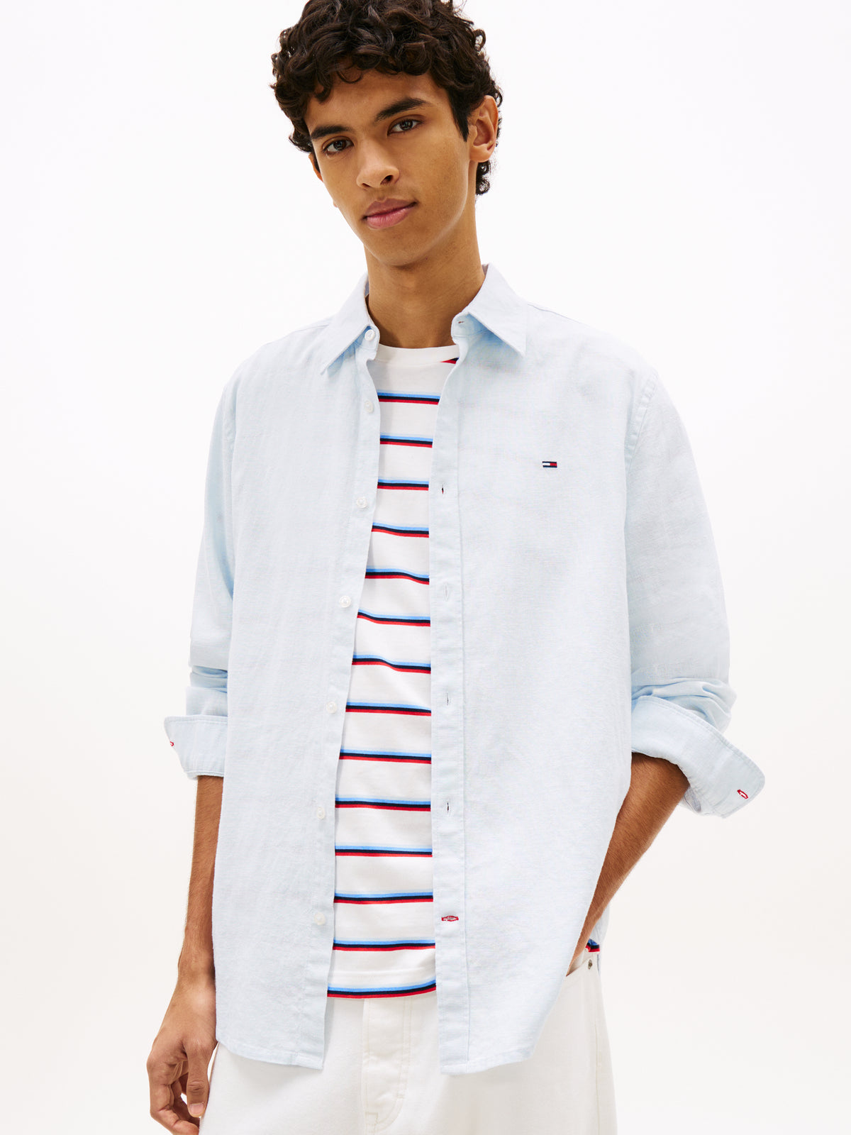Tommy Jeans Regular Fit Linen Blend Shirt – Light Blue