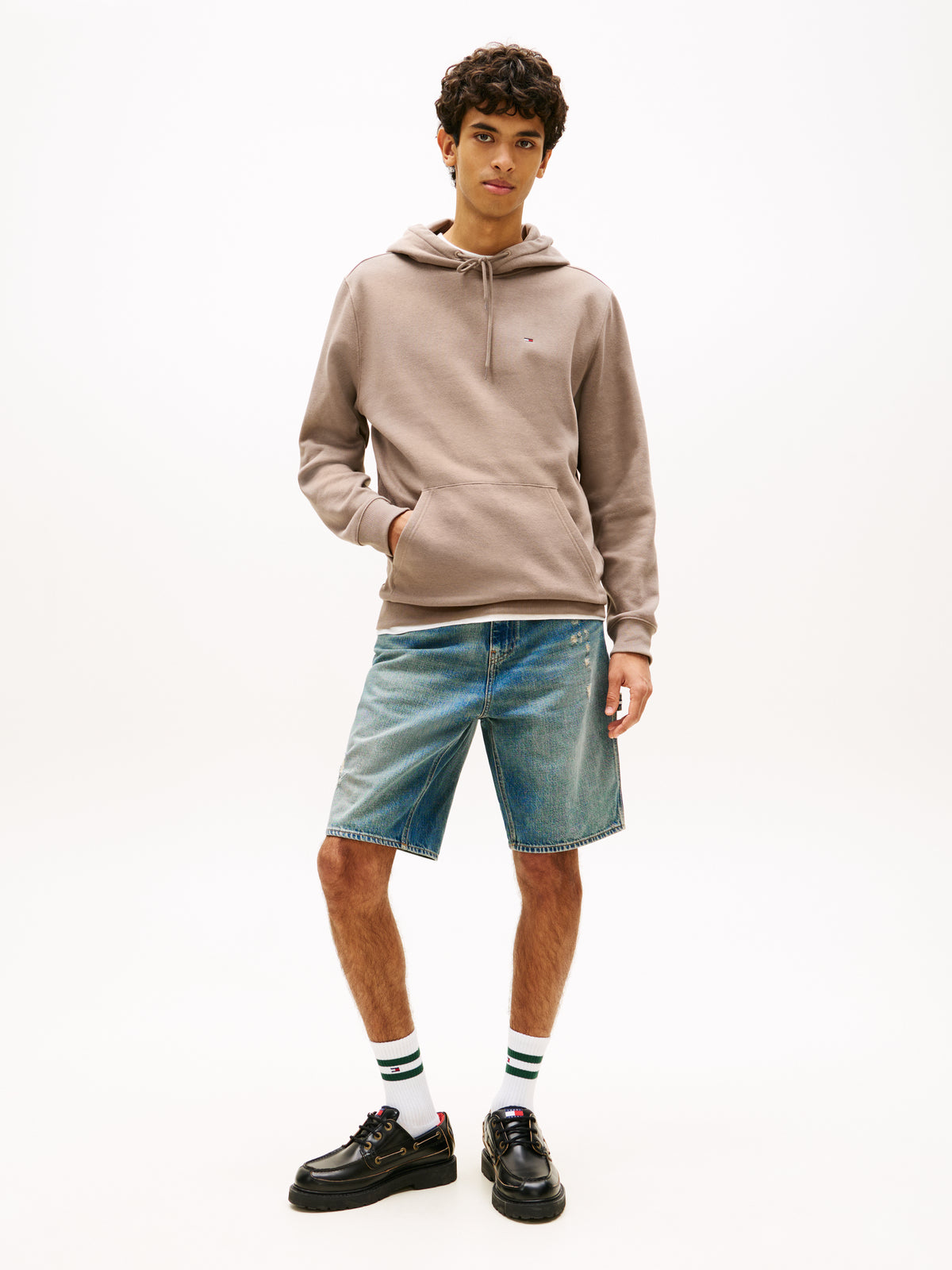 Tommy Jeans Tommy Flag Brushed Fleece Hoody – Beige
