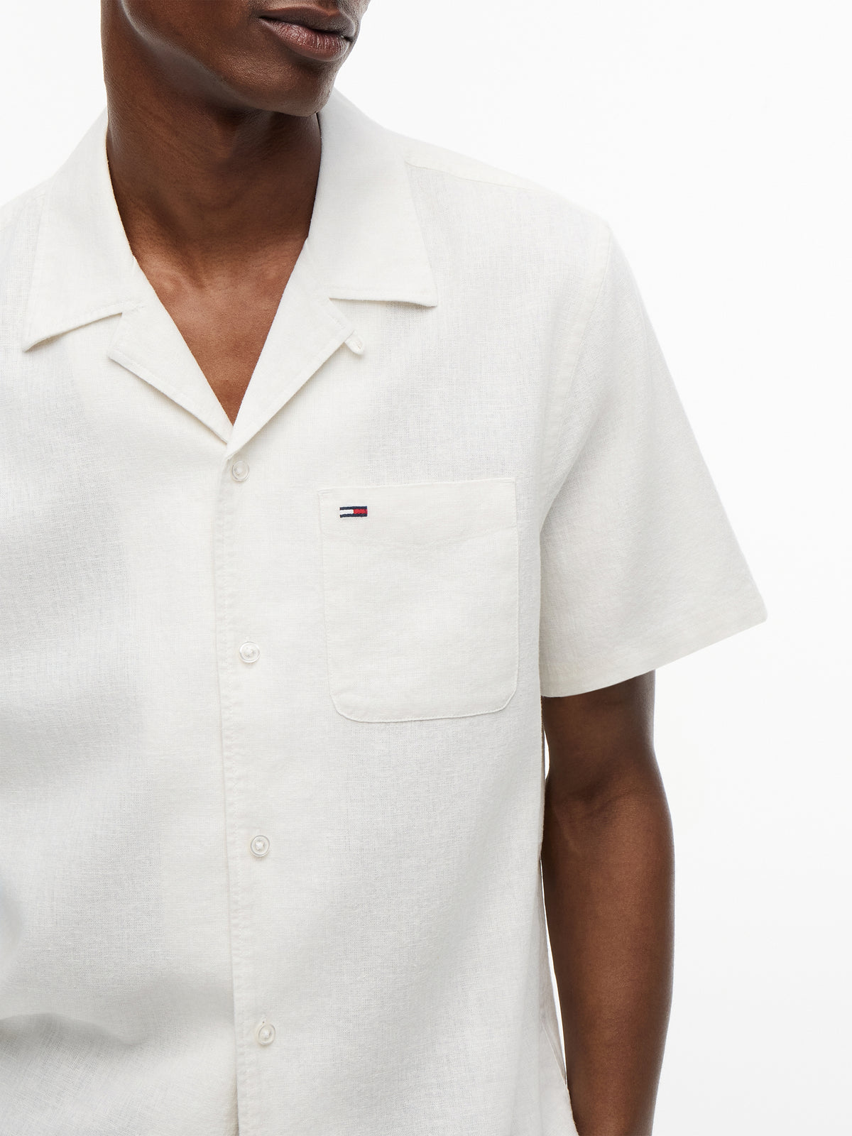 Tommy Jeans Regular Linen Blend Camp Shirt – Off White