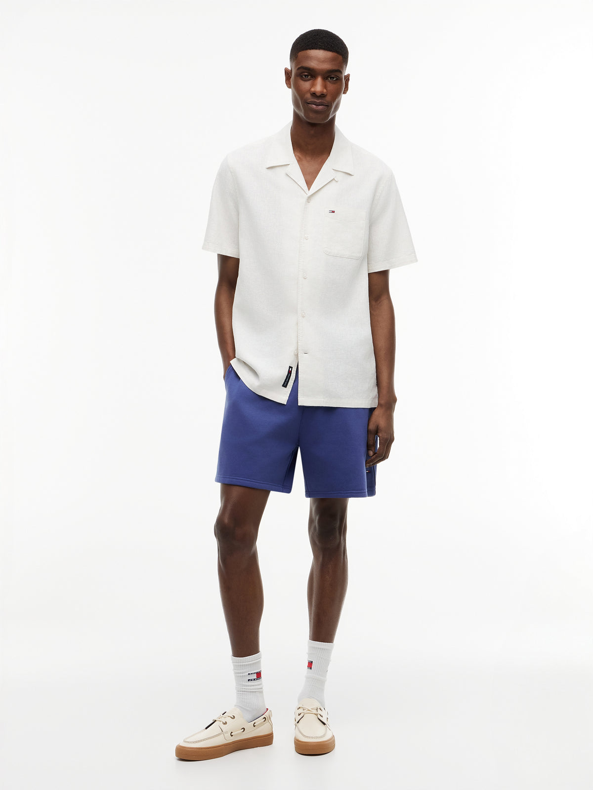 Tommy Jeans Regular Linen Blend Camp Shirt – Off White