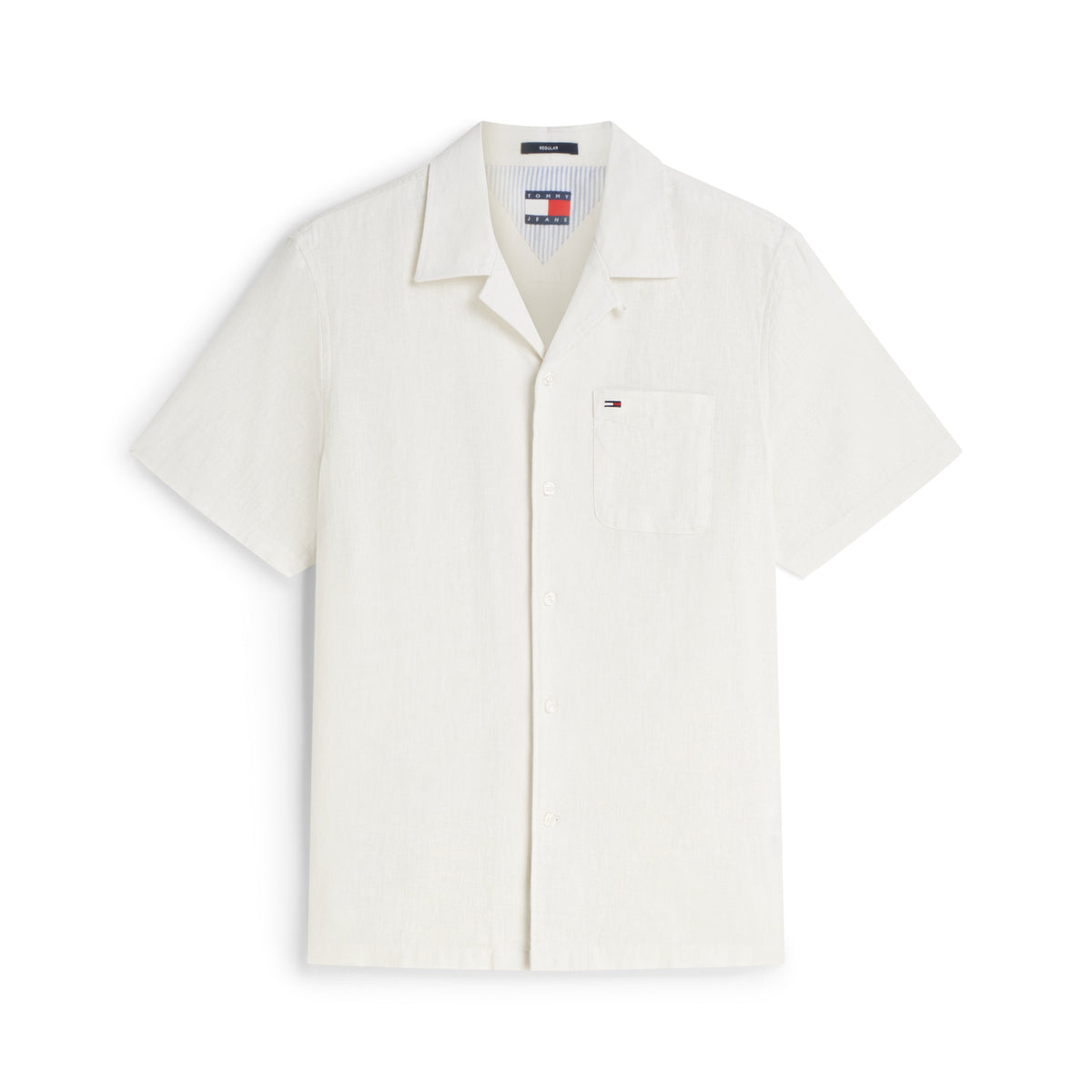 Tommy Jeans Regular Linen Blend Camp Shirt – Off White