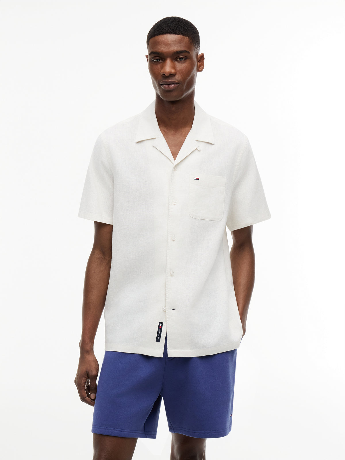 Tommy Jeans Regular Linen Blend Camp Shirt – Off White
