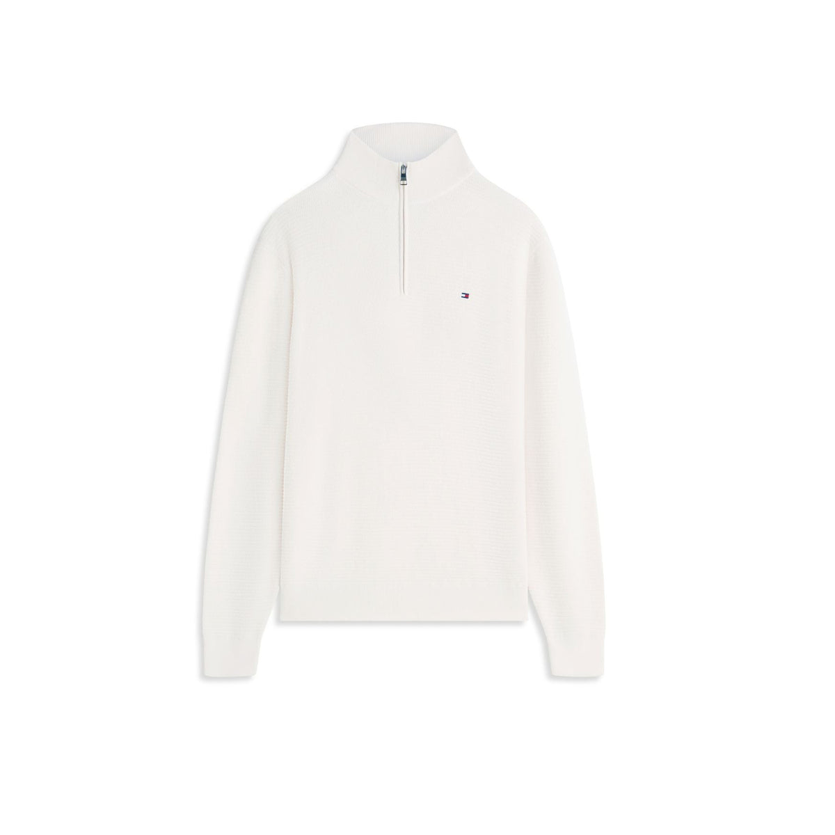 Tommy Hilfiger Seasonal Structure Zip Mock – Ecru