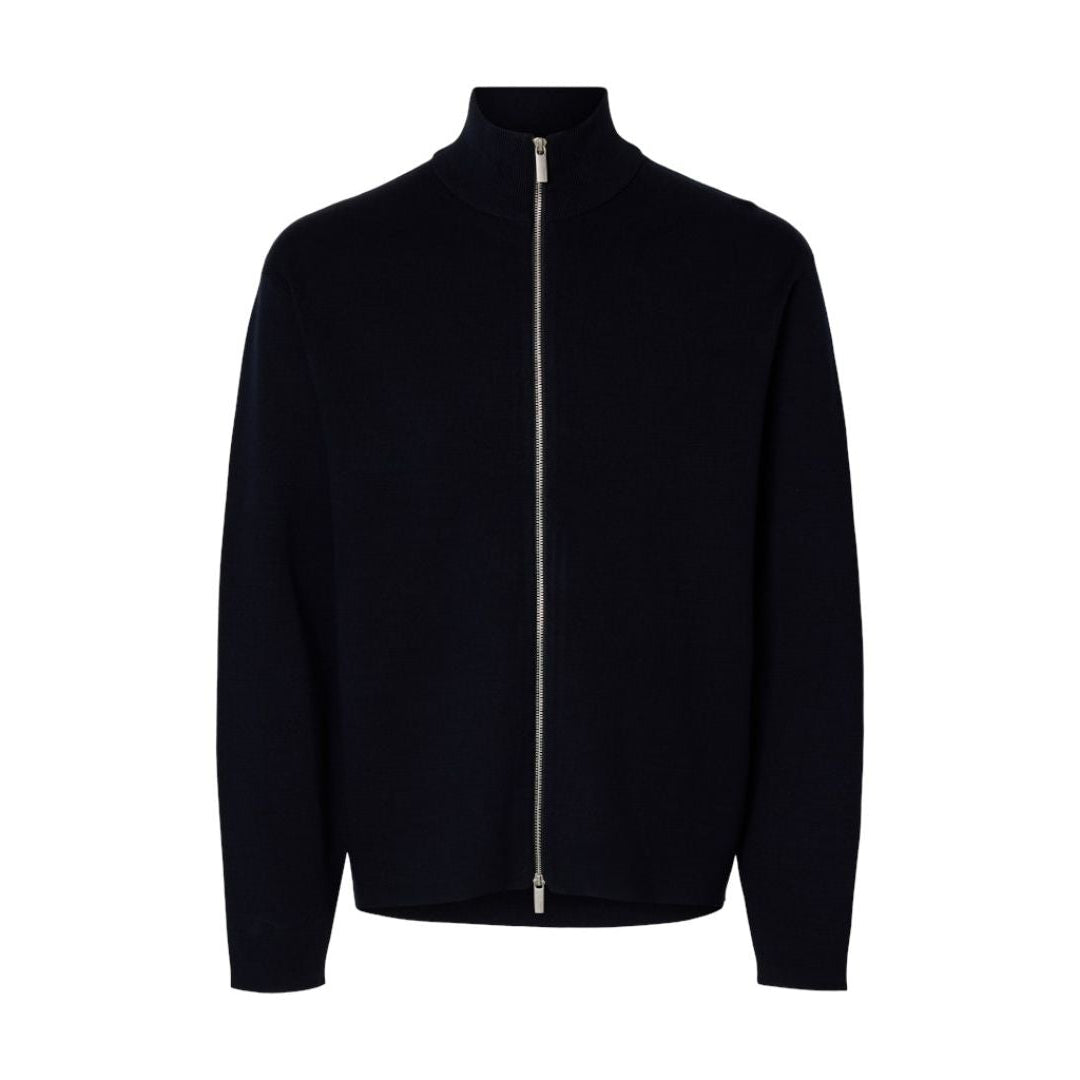 Selected Homme Polo Zip Cardigan in Navy