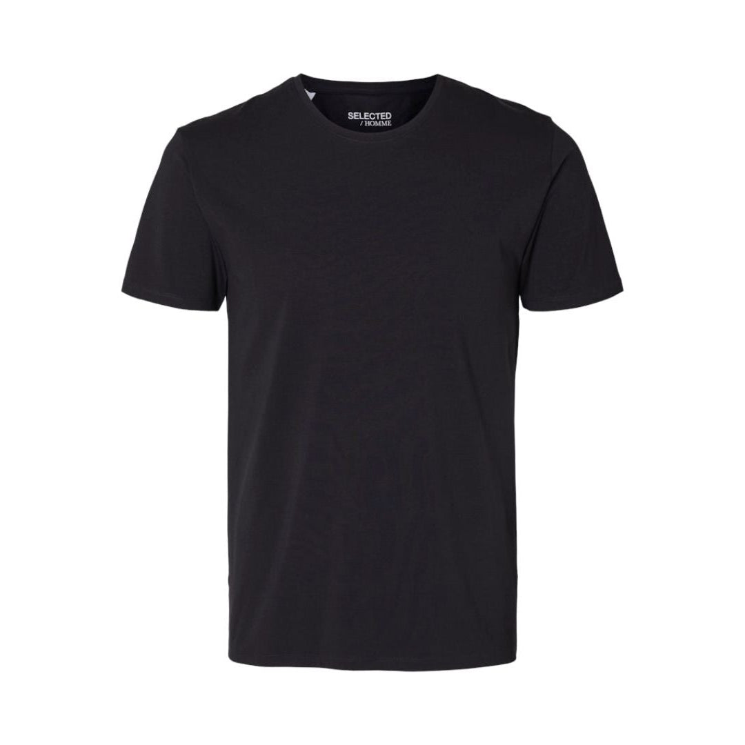 Selected Homme Round-Neck T-Shirt in Black