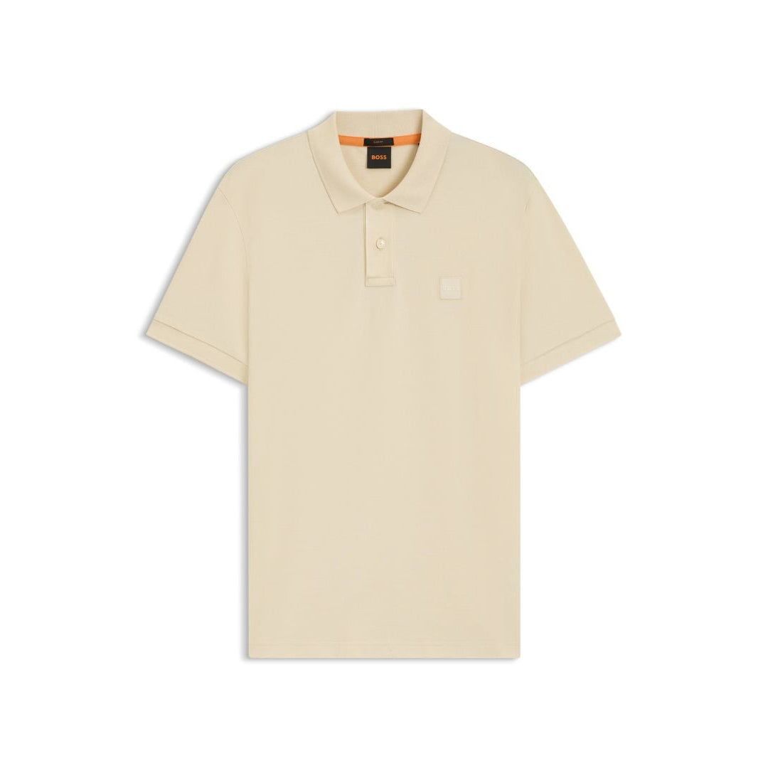 Men’s BOSS Yellow Polo with Flat-Knit Collar