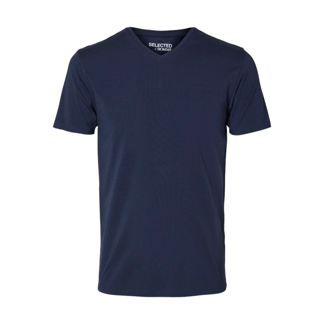 Selected Homme V-Neck T-Shirt in Navy