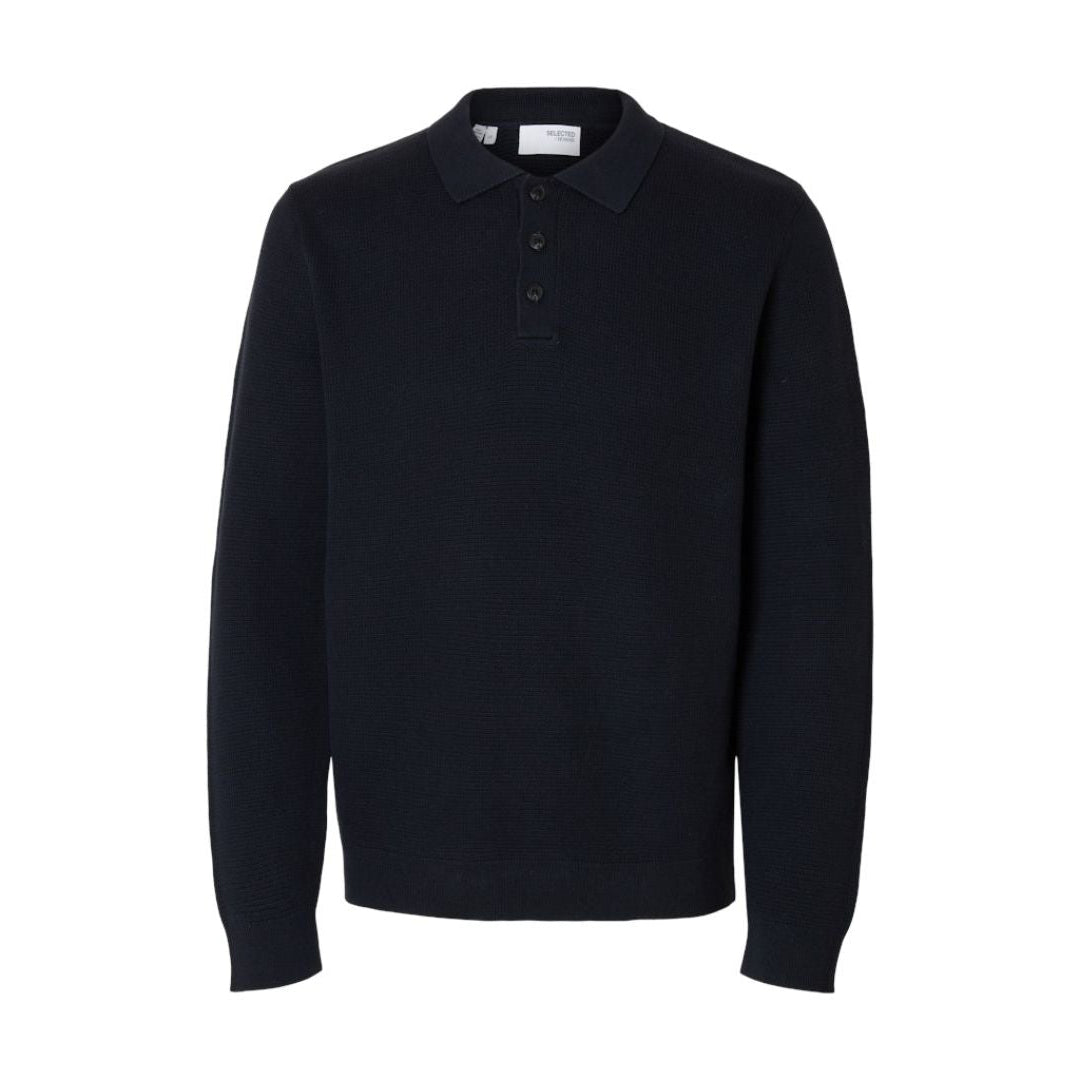 Selected Homme Knit Polo Shirt in Navy