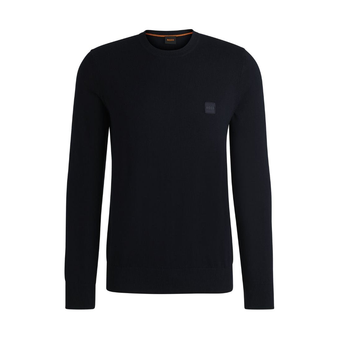 Men’s BOSS Navy Knitted Crew-Neck Sweater