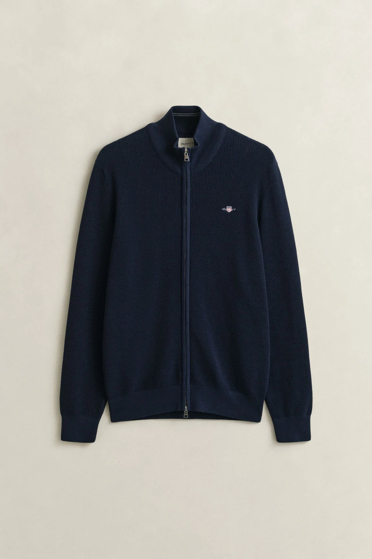 micro texture zip cardigan