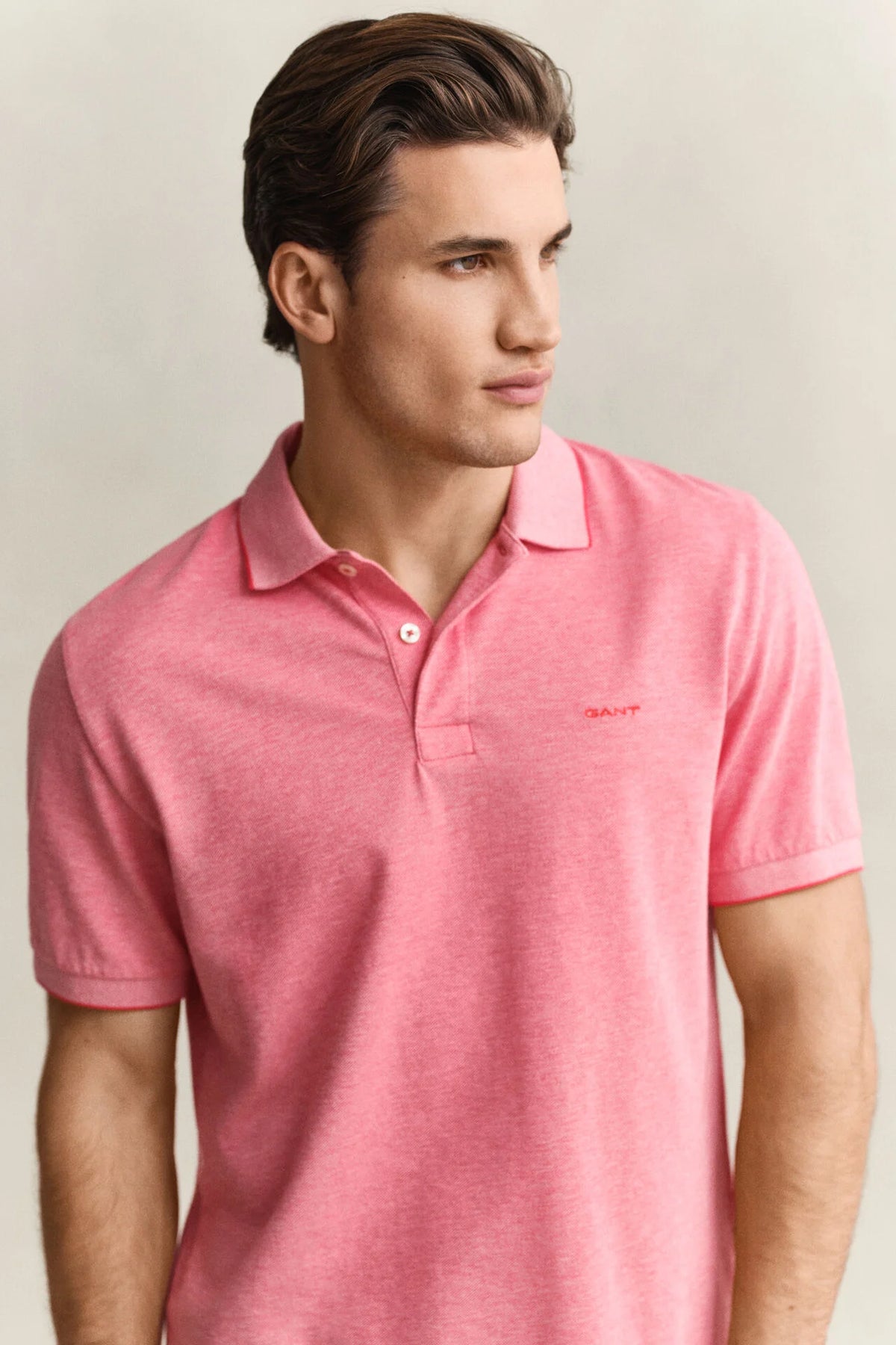 two tone short sleeve polo