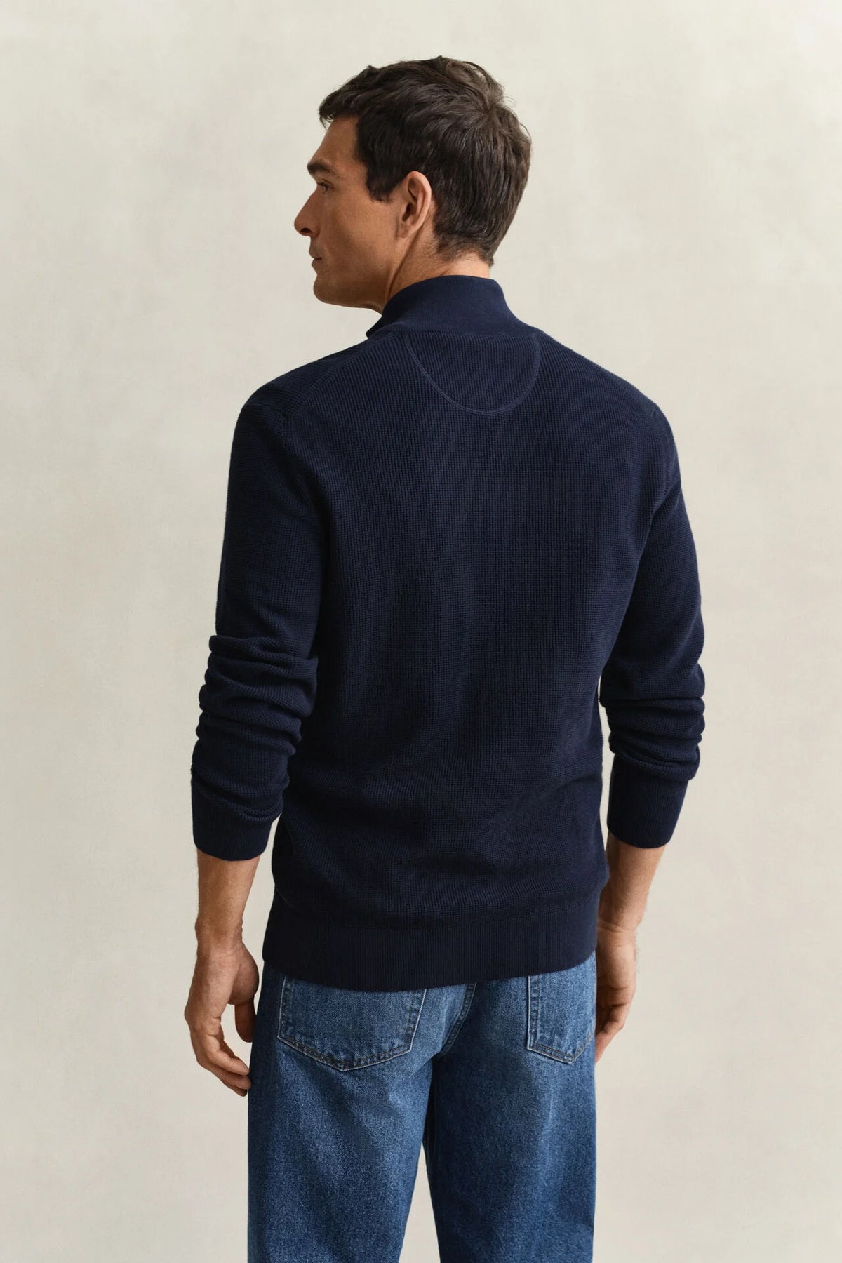 micro texture zip cardigan