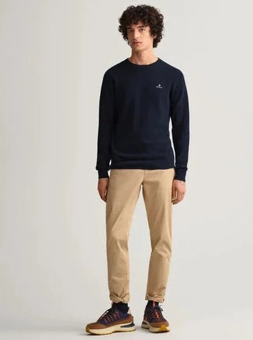 Cotton Pique Crew Neck Sweater