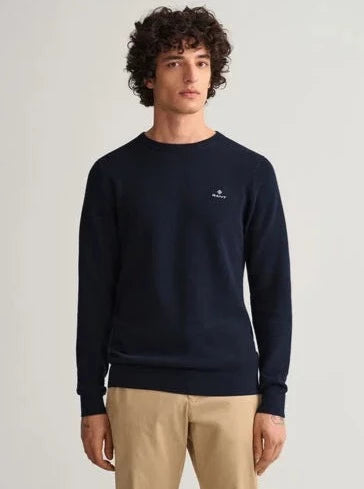 Cotton Pique Crew Neck Sweater