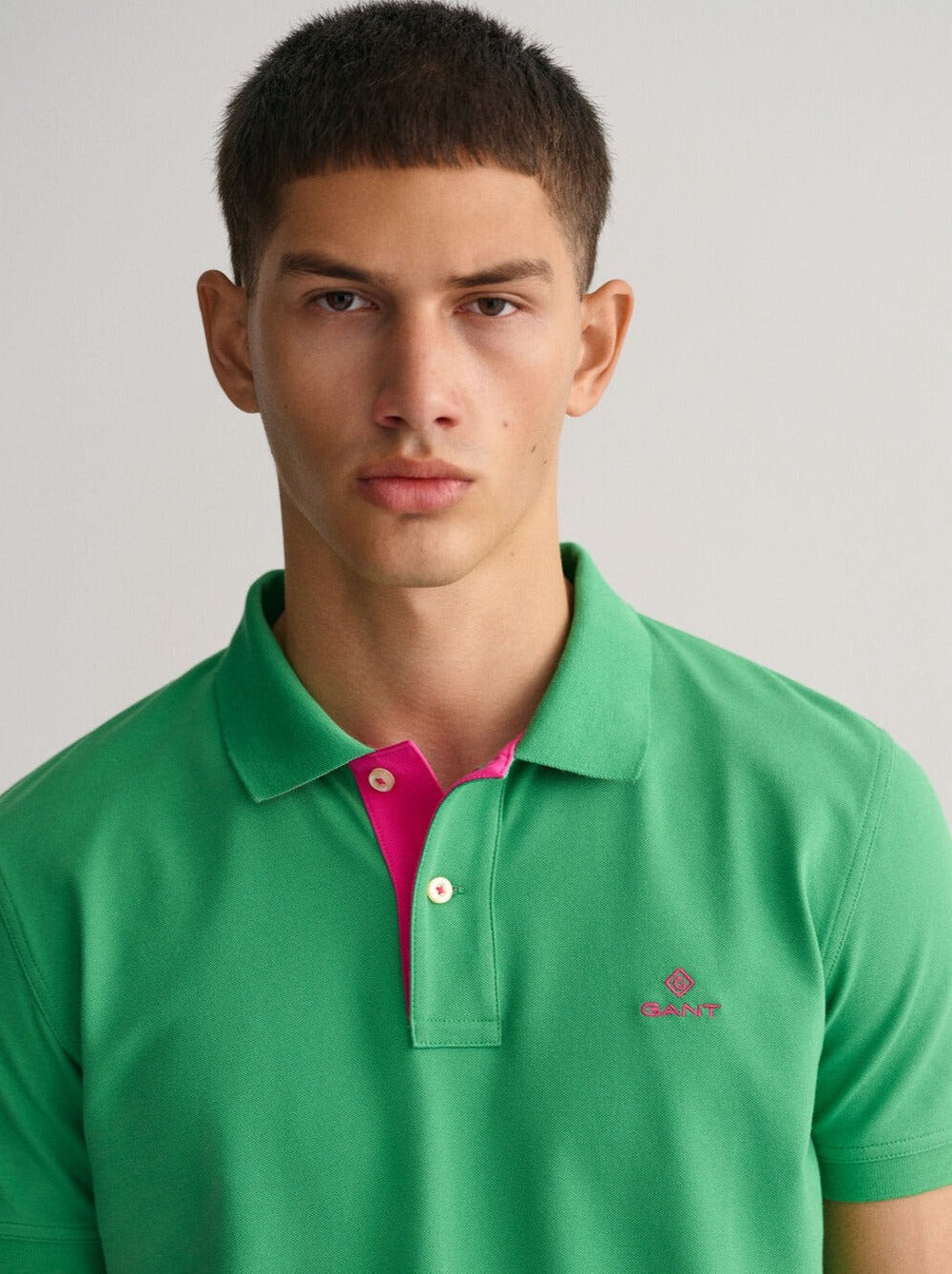 Contrast Collar Pique Rugger