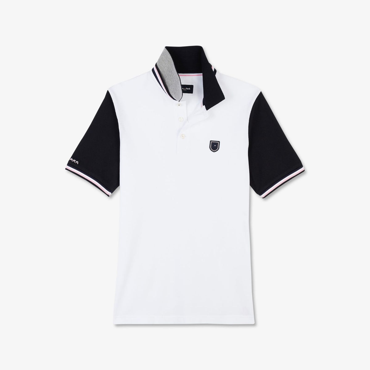 Colour-block polo with crest logo