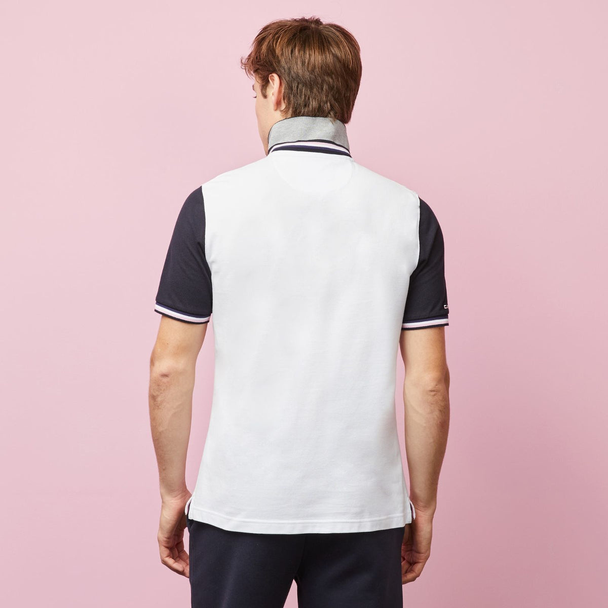 Colour-block polo with crest logo