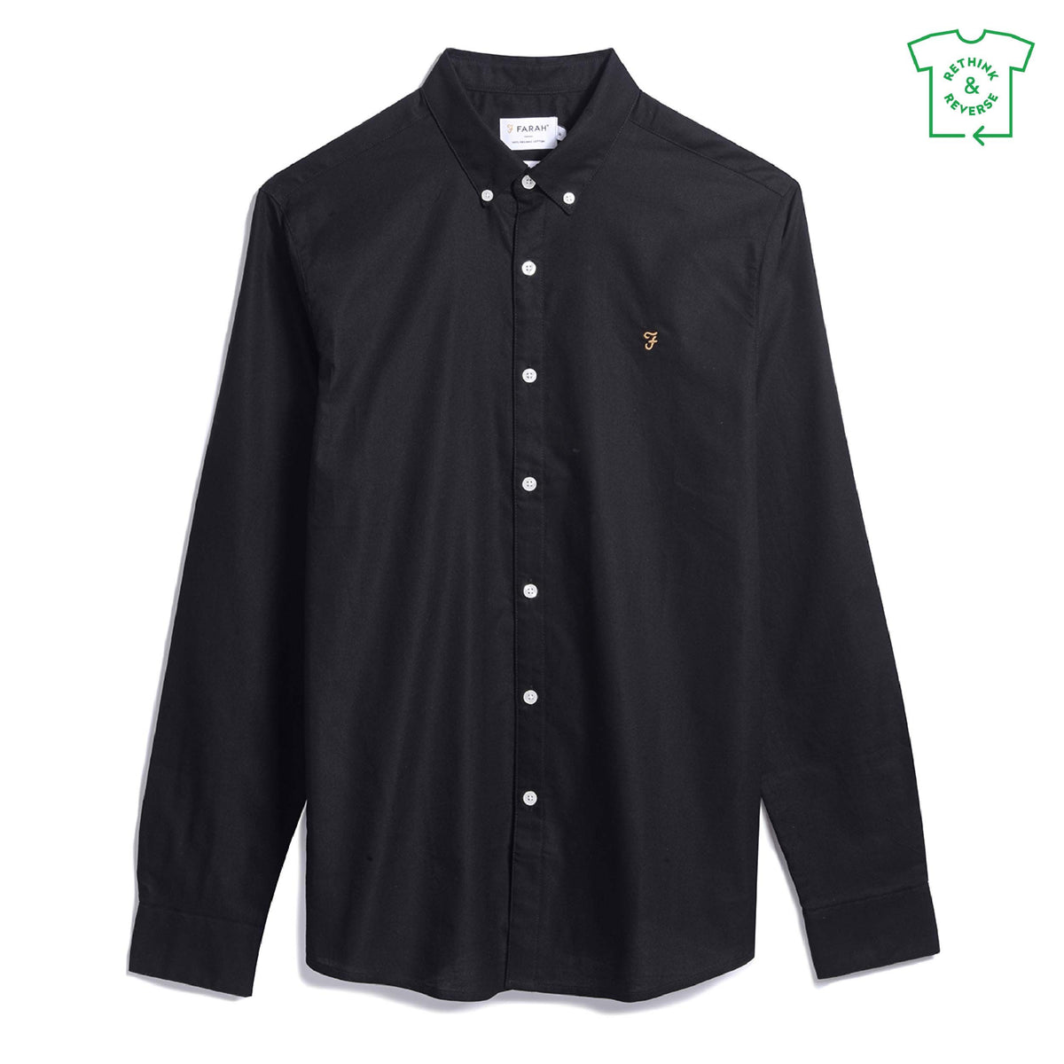 Brewer Slim Fit Grandad Organic Cotton Oxford Shirt