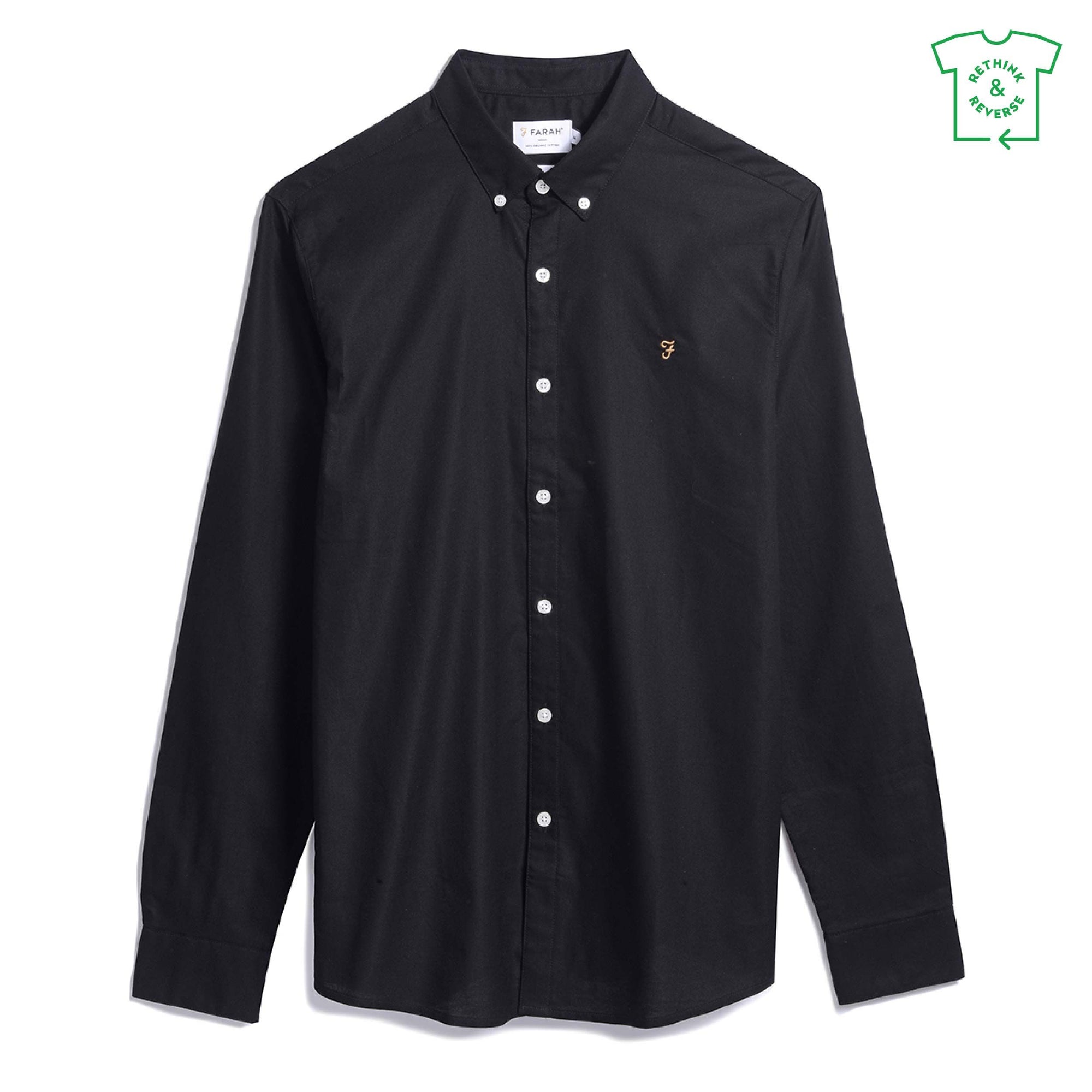 Brewer Slim Fit Grandad Organic Cotton Oxford Shirt