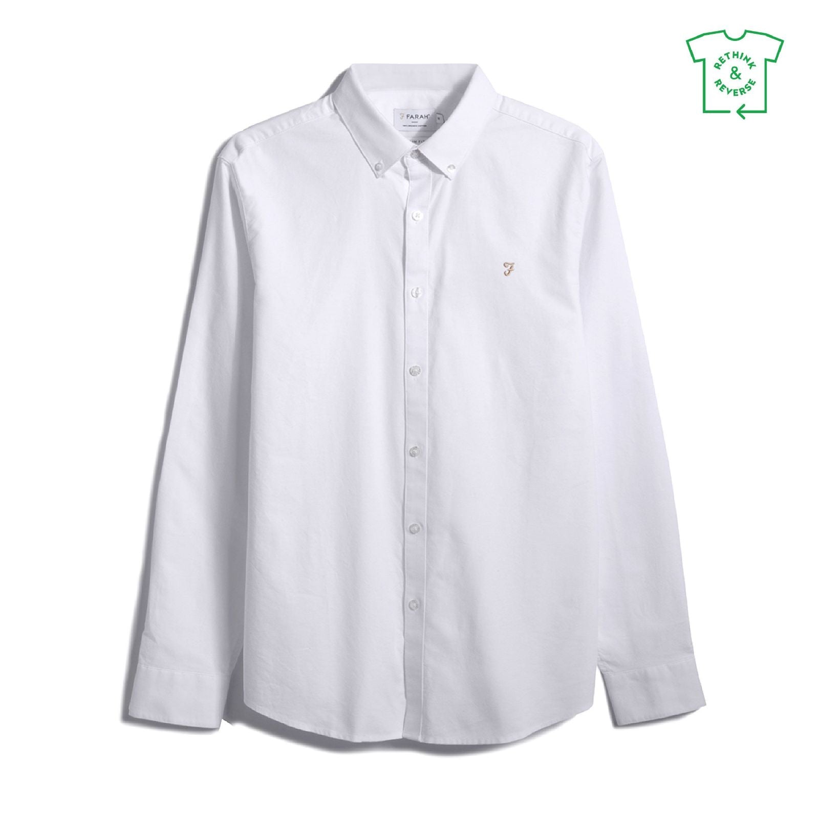 Brewer Slim Fit Grandad Organic Cotton Oxford Shirt