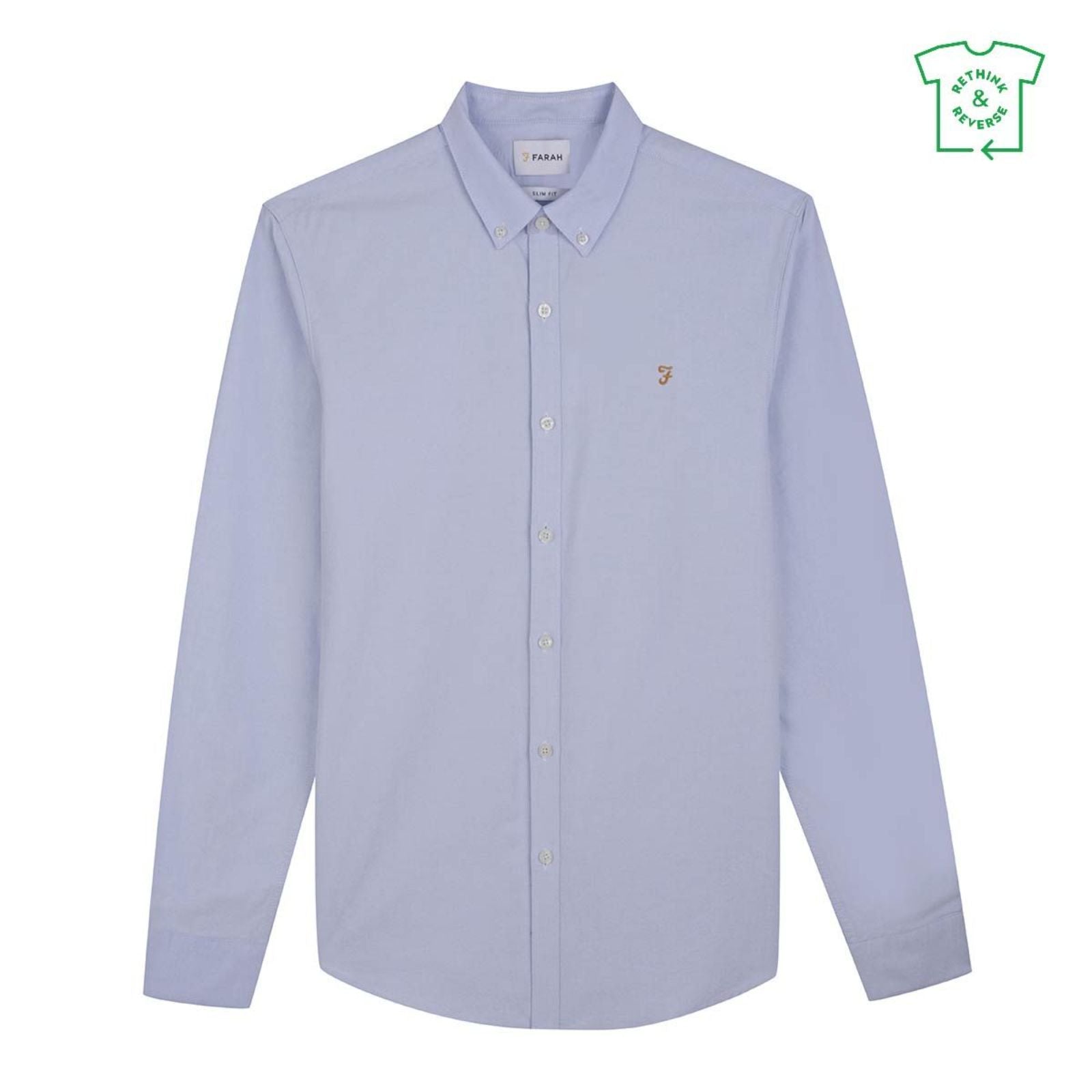 Brewer Slim Fit Grandad Organic Cotton Oxford Shirt