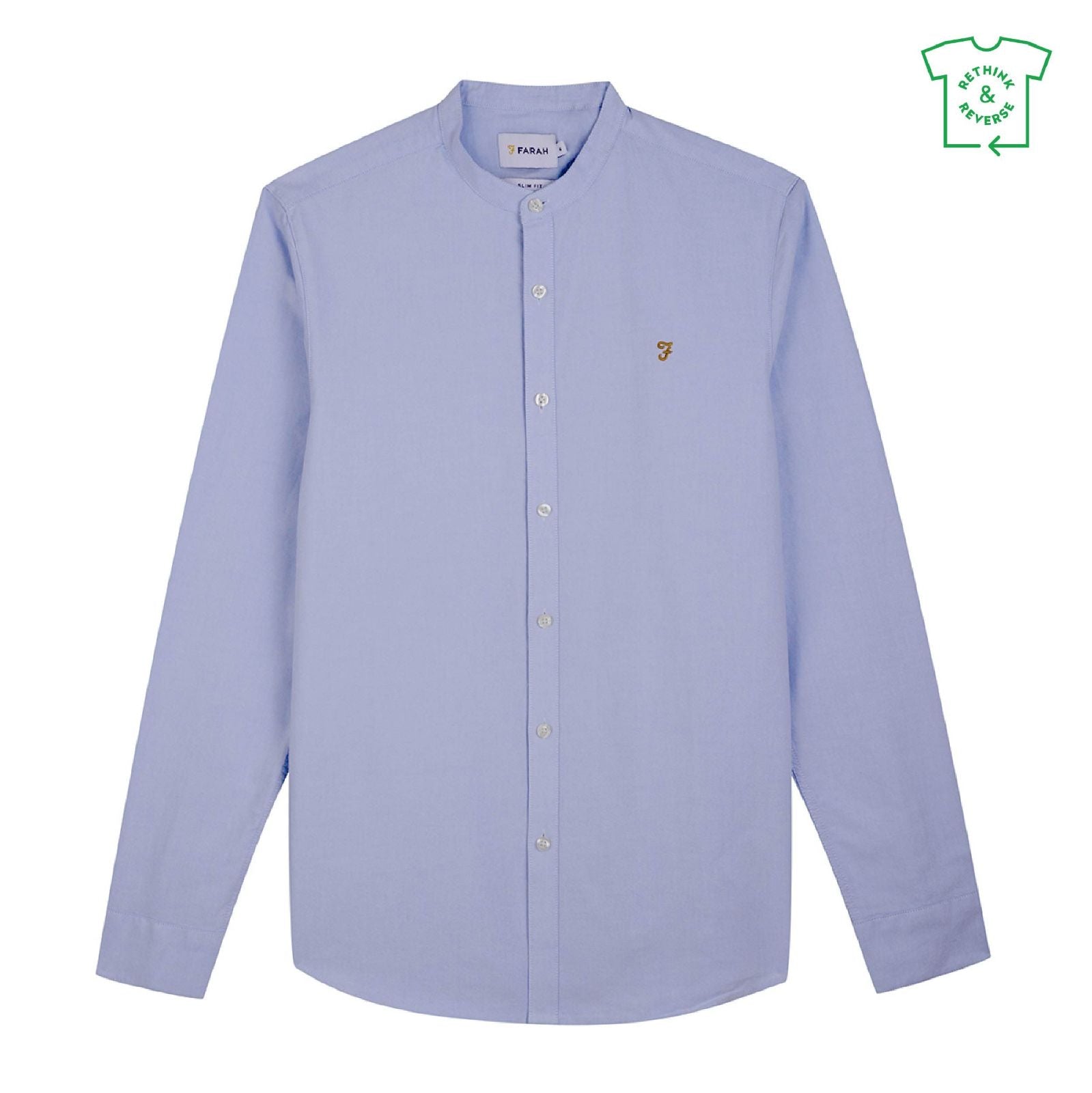  Brewer Slim Fit Grandad Organic Cotton Oxford Shirt