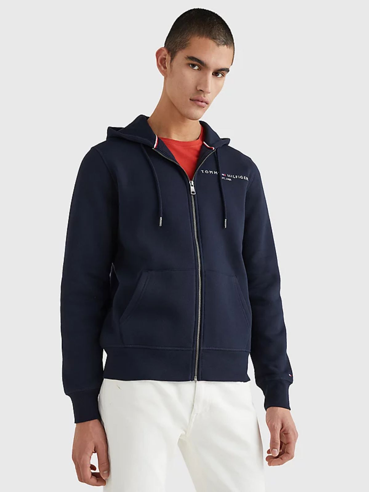 TOMMY LOGO ZIP THROUGH