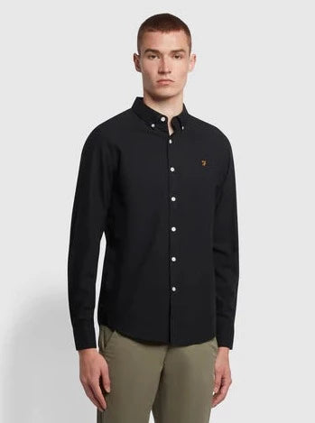 Brewer Slim Fit Grandad Organic Cotton Oxford Shirt