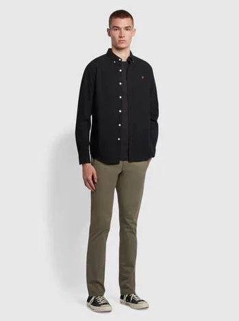 Brewer Slim Fit Grandad Organic Cotton Oxford Shirt