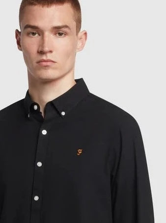 Brewer Slim Fit Grandad Organic Cotton Oxford Shirt